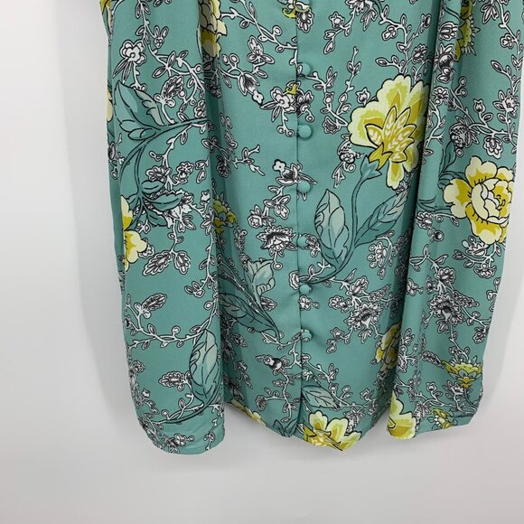 LOFT Top Floral Print Sleeveless V Neck Button Cami Tank Strappy - Picture 5 of 11